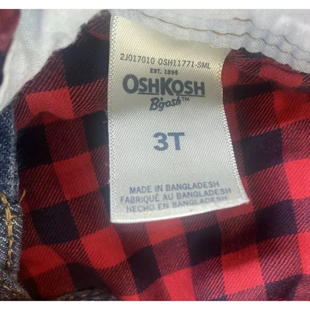 Osh Kosh B Gosh‎ Vestbak 3T Lined Red Black Checkered Jean Overalls D